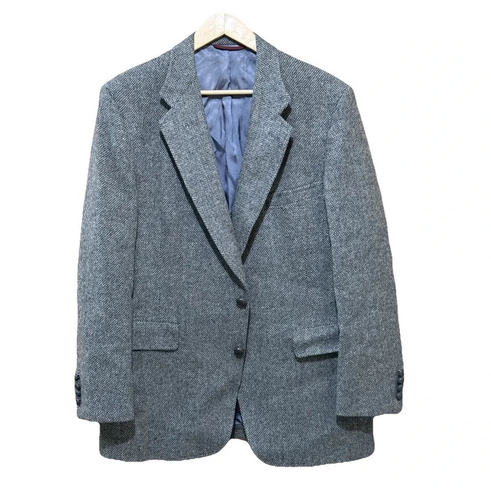 Hart Schaffner Marx Gray Traditional Two‎ Button Wool Sports Coat Mens 44R